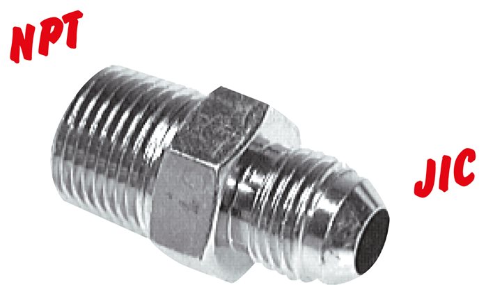 Exemplary representation: Double nipple with NPT thread / JIC thread (male), galvanised steel