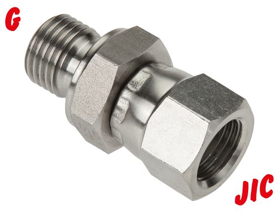 Exemplary representation: Screw-in fitting with G-thread / JIC thread (female), 1.4571