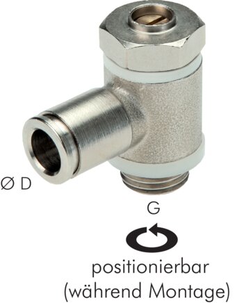 Exemplary representation: Throttle check valve with push-in connection, nickel-plated brass