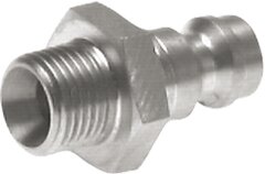 Exemplary representation: Coupling plug with male thread, stainless steel