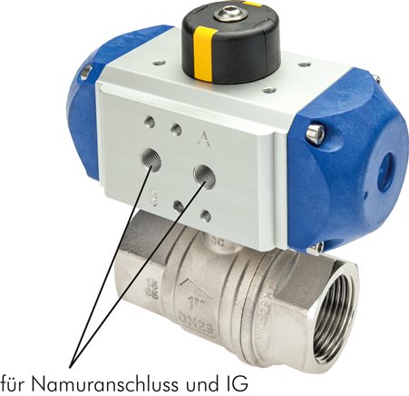 Exemplary representation: DVGW ball valve with pneumatic quarter-turn actuator