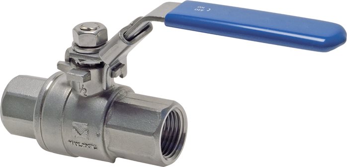 Exemplary representation: Stainless steel ball valve, 2-part, full bore