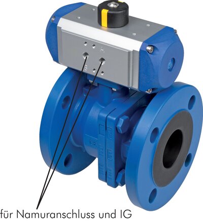 Exemplary representation: Flanschkugellhahn PN 40 mit elektrischem Schwenkantrieb