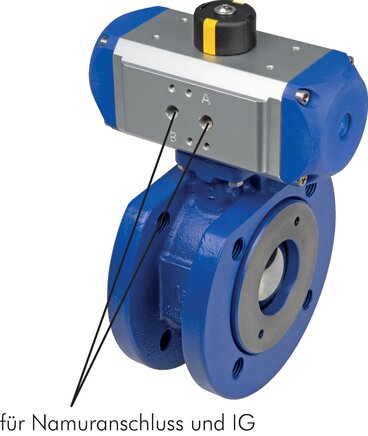 Exemplary representation: Compact flanged ball valve with pneumatic quarter-turn actuator