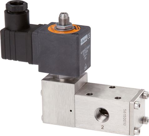 Exemplary representation: 3/2-way solenoid valve with spring return