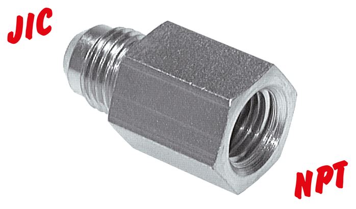 Exemplary representation: Reducing nipple with JIC thread (male) / NPT thread, galvanised steel