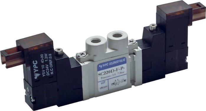 Exemplary representation: 5/2-way solenoid valve, pulse valve