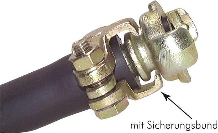 Application examples: Safety hose clamp, galvanised malleable cast iron