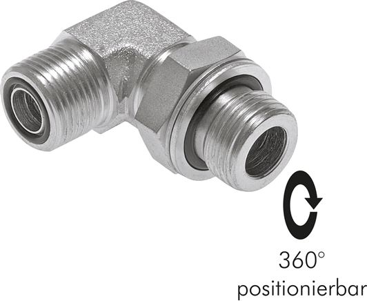 Exemplary representation: Angular ORFS screw-in fitting (G-thread), galvanised steel