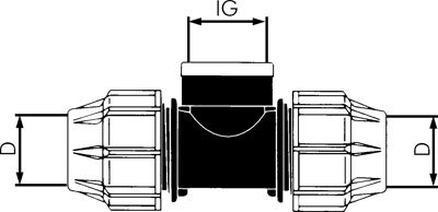 Exemplary representation: PEX pipe fitting, tee