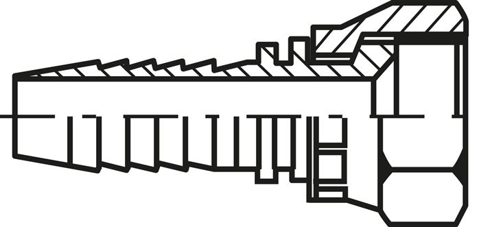 Exemplary representation: Steel press fitting for hydraulic hose, DKL