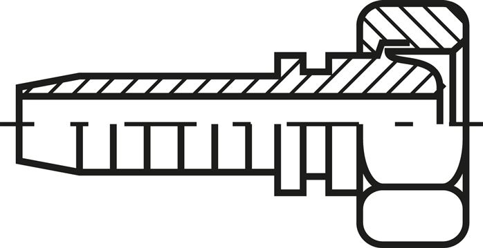 Exemplary representation: Steel press fitting for hydraulic hose, DKM