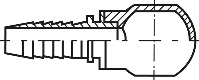 Exemplary representation: Steel press fitting for hydraulic hose, RN