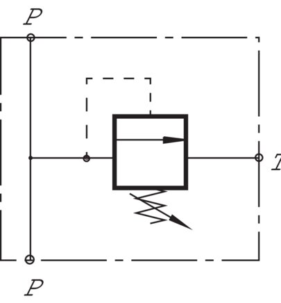 Schematic symbol: Pipe pressure relief valve (nominal flow 80 l/min)