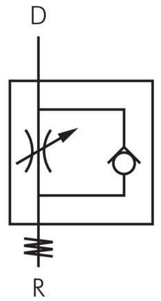 Schematic symbol: Throttle check valve (exhaust regulating)